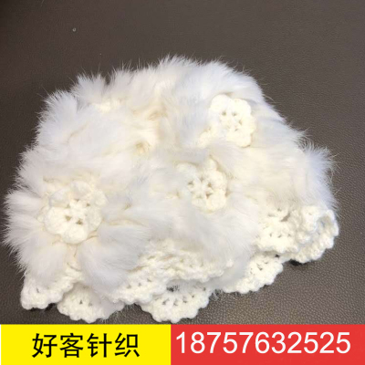 Hat Women 'S Korean All-Match Bag Cap Warm Skullcap Trendy Autumn And Winter New Handmade Crochet Rabbit Plush