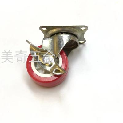 Red Industrial Tire Red Belt Pulley Red Universal Caster with Brake Flatbed Trolley Caster Home Furniture Universal Wheel