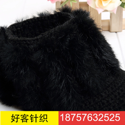 Sophisticated Type Rabbit Fur Knitted Visor Peaked Cap Hand-Woven New Korean Style Winter Thicken Thermal Lady
