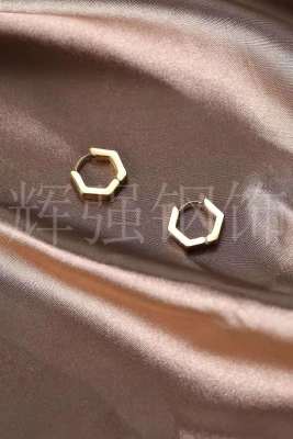 Elegant Polygon Letters High-Grade Titanium Steel Small New Trendy 2021 Fashionable Ear Studs Are Not Easy to Be Deformed and Discolored