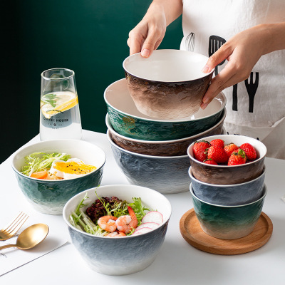 Nordic Household Creative Rice Bowl Korean Style Bowl Internet Celebrity Dessert Salad Bowl Dormitory Single Person Student Instant Noodle Bowl Foreign Trade Order