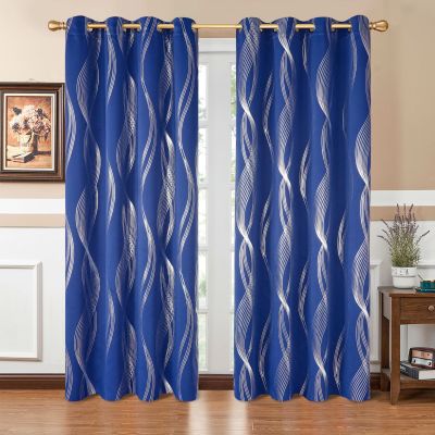 Cross-Border New Arrival Modern Nordic Style Bronzing and Silver Plating High Precision Curtain Blackout Curtain Ready-Made Curtain Wholesale
