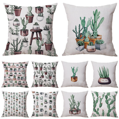 Amazon Household Supplies Linen Cotton Linen Pillow Nordic Simple Office Custom Cactus Pillow Cover