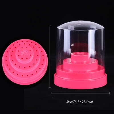 Nail Grinding Head Box Cylinder 48 Holes Fine Hard Plastic Bottom Transparency Cover Display Small Display Box