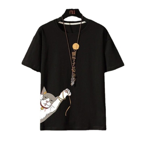 summer hong kong style short-sleeved t-shirt five-quarter sleeve high school student sports leisure top trend ruffle handsome spirit guy