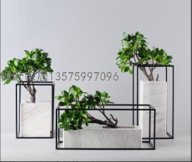 New Model Room Creative Metal Flower Flower Arrangement Decoration New Chinese Style Home Table Marble Soft Decoration