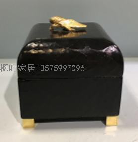 Ouyi New Chinese Style Home Decoration Storage Black Gray Manta Ray Leather Box Model Room Jewelry Decoration Storage Box