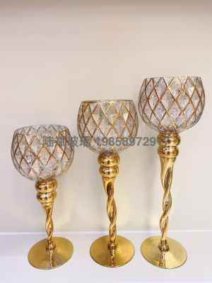European-Style High-Leg Candlestick Handmade Glass Vase Home Decoration