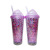 Double-Layer Cat Ears Led Cup Cartoon Apple Color Double-Layer 450ml Plastic Custom Logo Luminous Water Cup