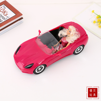 Simulation Sports Car Play House Girl Toy Rose Red Sports Car Beautiful Journey Daughter Gift Long-Hair Woman Doll