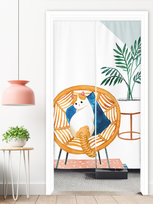 Nordic Cat Fabric Door Curtain and Partition Curtain Bedroom Cloth Curtain Bathroom Curtain Household Cover Cloth Velcro Curtain