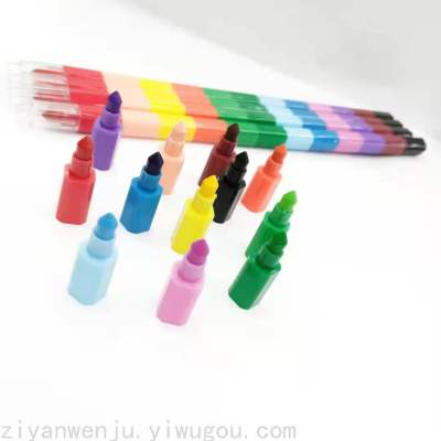 Building Blocks Splicing 12-Color Crayons Children's Painting Graffiti Crayon Crayon Hand-Painted Creative Brush