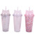 Luminous Cat Ear Sequins Double-Layer Cup Factory Direct Sales New Creative Glass Ins Cup with Straw Gift Cup