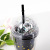 Astronaut Transparent Plastic Double-Layer Cup with Straw Black and White Small Clear XINGX Straw Cup Manufacturer Card Notice Wide Cup