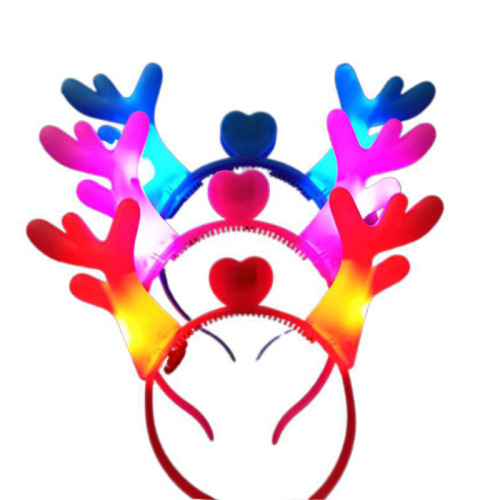 glowing antlers flash christmas elk headband children‘s led light deer plastic headband adult hairpin headdress
