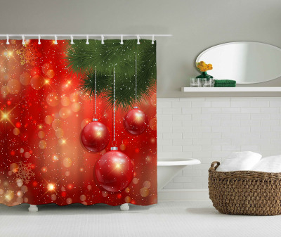 Amazon Hot Santa Claus Waterproof Mildew-Proof Shower Curtain Cross-Border Polyester 3D Digital Custom Printing Bathroom Curtain