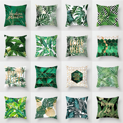 Nordic Style Tropical Plant Leaf Pillow Hotel Home Fabric Decoration Sofa Car Cushion Cushion Cover Customization