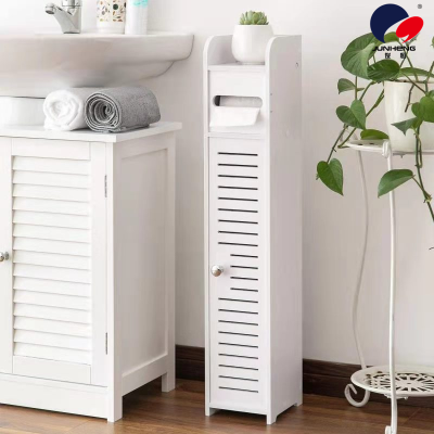 Bathroom Storage Rack Storage Rack Tissue Holder Corner Floor Cabinet with Door Toilet Dressing Table Narrow White