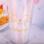 Luminous Cat Ear Sequins Double-Layer Cup Factory Direct Sales New Creative Glass Ins Cup with Straw Gift Cup