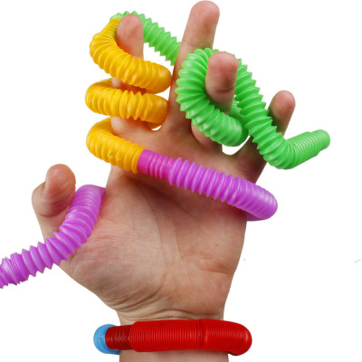 Cross-Border Hot Pop Tube Color Retractable Pipe Shrink Bellows Mini Children Decompression Toy