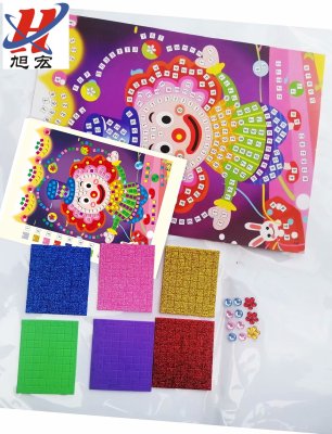 New Eva Gold Powder Mosaic Stickers Children's DIY Cartoon Giraffe Qiaohu Kindergarten Craft Class Teaching Materials