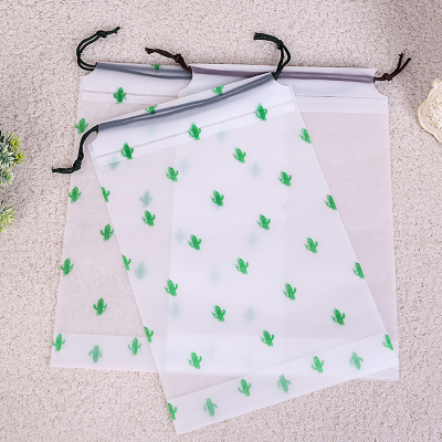 Cactus Printing Drawstring Bag Socks Cloth Bag Frosted Clothing Buggy Bag Sample Customization