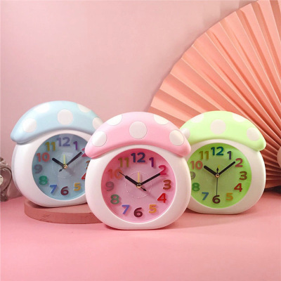 Factory Direct Sales Creative Mushroom Little Alarm Clock Desk Bedroom Clock Student Bed Head Wake up Clock Cute Alarm Clock