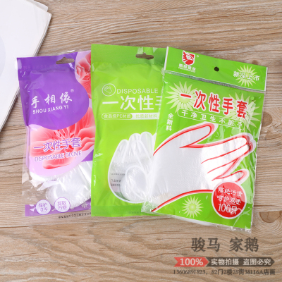 Disposable Gloves 100 Pieces Transparent Thickened Catering Beauty Household Cleaning Gloves Factory Direct Sales