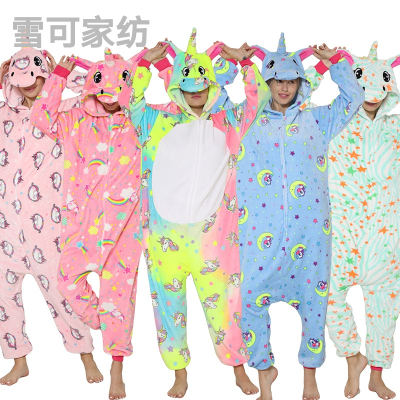 One-Piece Pajamas Animal Fluorescent Unicorn Luminous 2021 New Pajamas Home Wear Exported to Europe and America Russia