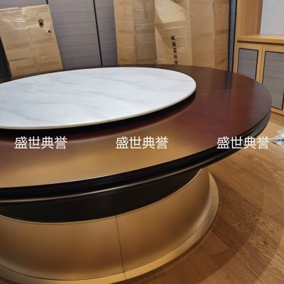 Club Light Luxury Electric Dining Table Private Villa Solid Wood Electric Table Marble Electric Turntable round Table