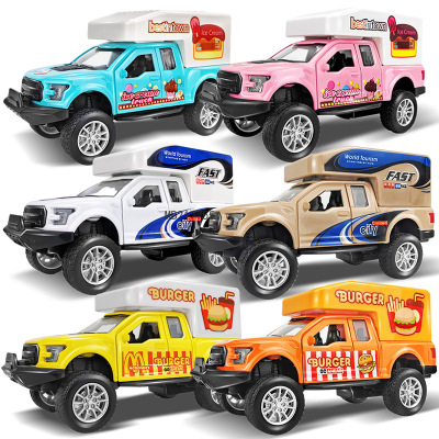 1:28 Alloy RV Ice-Cream Vehicle Ice Cream Theme Police Car Castle Theme Dining Car Children's Pull Back Toys