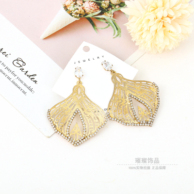 Earrings Korean Graceful Online Influencer Women's Anti-Allergy Exaggerated Personalized Leaf Shaped Fashion Earrings 2021new Fashion
