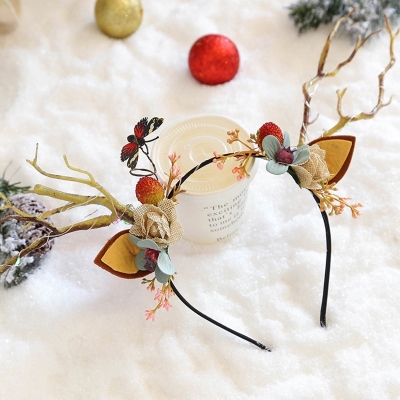 Christmas Cute Small Antlers Headwear Female Fairy Hair Accessories Elk Hairpin Shiny Hairpin Summer Headband HTT
