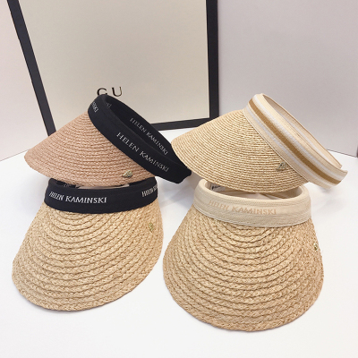 Helen Kaminski Raffia Hat Japanese Handmade Visor Cap Female Sun Protection Sun Hat Summer Crownless Sun Hat