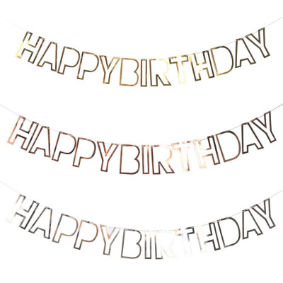 Baby Full-Year Birthday Letters Happy Birthday Sequins Hanging Flag Bronzing Happy Birthday Latte Art Banner