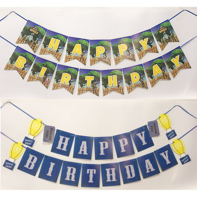 Fortnite Game Hanging Flag Birthday Party Decoration Garland PlayerUnknown's Battlegrounds Fortnite Banner Bunting