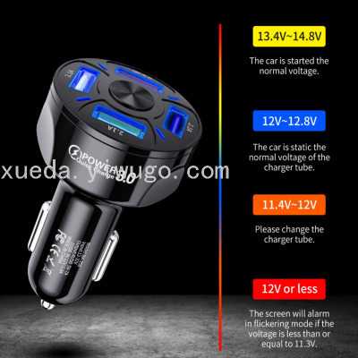 3.1A Fast Charge Car Charger One Drag Four QC 3.0 Car Mobile Phone Charger 4usb Car Charger Qc3.0