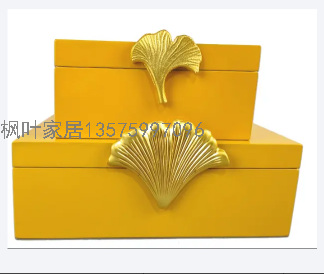 Creative Showroom Living Room Bedroom Soft Decoration Modern New Chinese Household Copper Pieces Wooden Box Jewelry Box Decoration