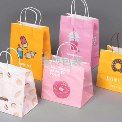 Thicken Kraft Paper Bag Handbag Horizontal and Vertical Gift Clothing Store Baking Takeaway Paper Bag Color Printing