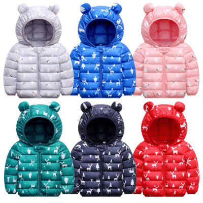 2021 Foreign Trade Children's down and Wadded Jacket Lightweight Children Toddler Baby Children's Cotton Clothes Ear Style Infant Cotton-Padded Clothes