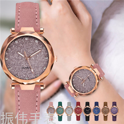 cross-border hot-selling women‘s watch fashion frosted belt color foundation diamond watch plate stone british women‘s watch spot