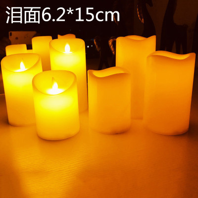 LED Simulation Electronic Candle Oblique Wave Candle Light Wedding Birthday Party Tear Face 6.2 * 15cmxizan