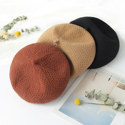 Beret Women's Spring and Summer Thin Korean Style Artistic Versatile Japanese Painter Hat Breathable British Vintage Painter Hat