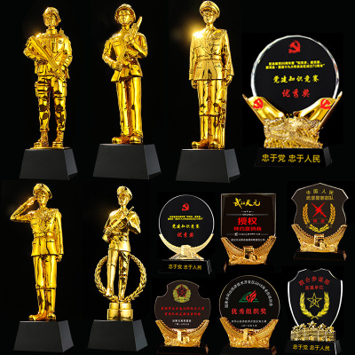 Veterans Souvenir Comrade in Arms Gift Customized Creative Practical Military Army Veterans Bayi Crystal Trophy