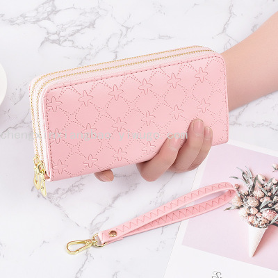 Wallet Women's Wallet Women's Long Wrist Strap Clutch Women's Clutch Bag Large Capacity Mobile Phone Bag Double Pull Bag