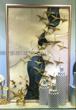 Simple Modern Golden Flying Bird Abstract Line Decorative Painting Material New Chinese Style Entrance Painting Airbrush Painting Picture