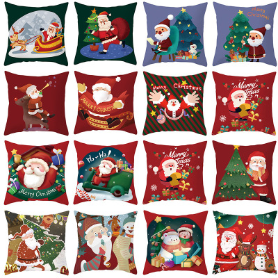 Factory Wholesale Graphic Customization Short Plush Printed Pillow Christmas Style Decoration Pillow Cover Amazon Cross-Border Supply