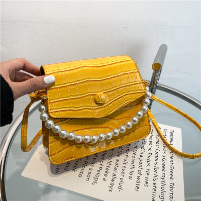 Bag Female Summer 2021 New Simple Shoulder Bag Female Crocodile Pattern Pearl Tote Fashion Messenger Bag Tide Women's Bag