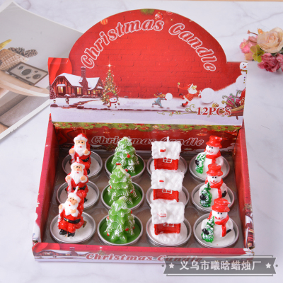 Christmas Candle Santa Claus Christmas Tree Snow House Candle Gift Creative Candlestick Christmas Eve Romantic Decorations