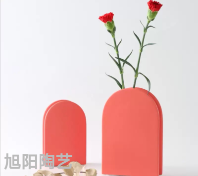 Creative Morandi Ceramic Vase Flower Arrangement Artificial Flower Dried Flower Vase Flower Arrangement Home Decoration Ins Style Ornaments